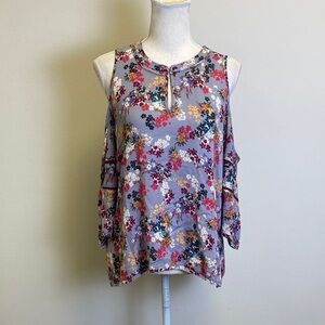 Democracy Floral Keyhole Blouse - Multicolor